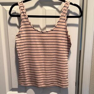 CAbi Tan and Black Striped Tank Top